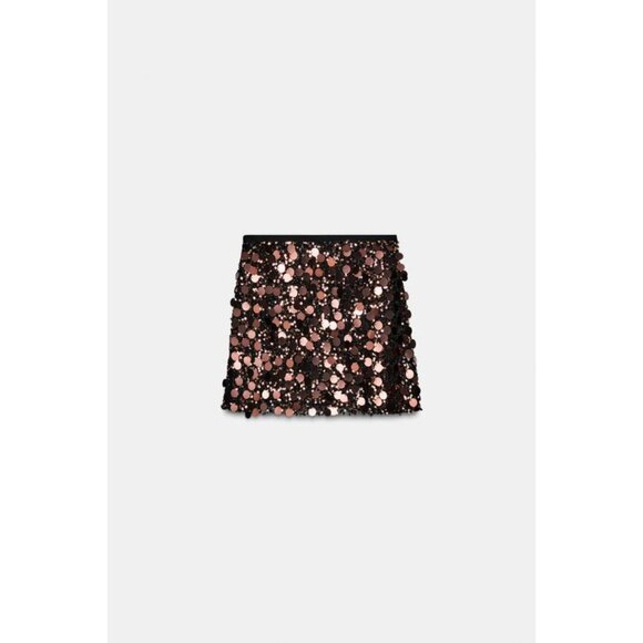 ZARA SEQUIN MINI SKIRT - Picture 8 of 9